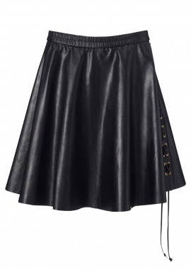 14334 Wide skirt w. string, jap. analin calf, black