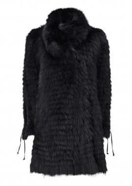 7079 Coat, dyed shadow fox, black